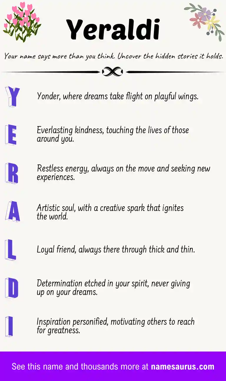 Acrostic poem about Yeraldi.