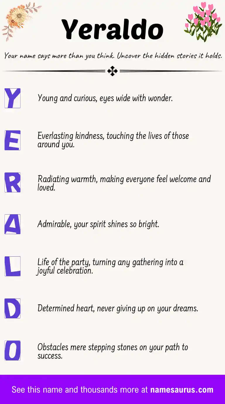 Acrostic poem about Yeraldo.