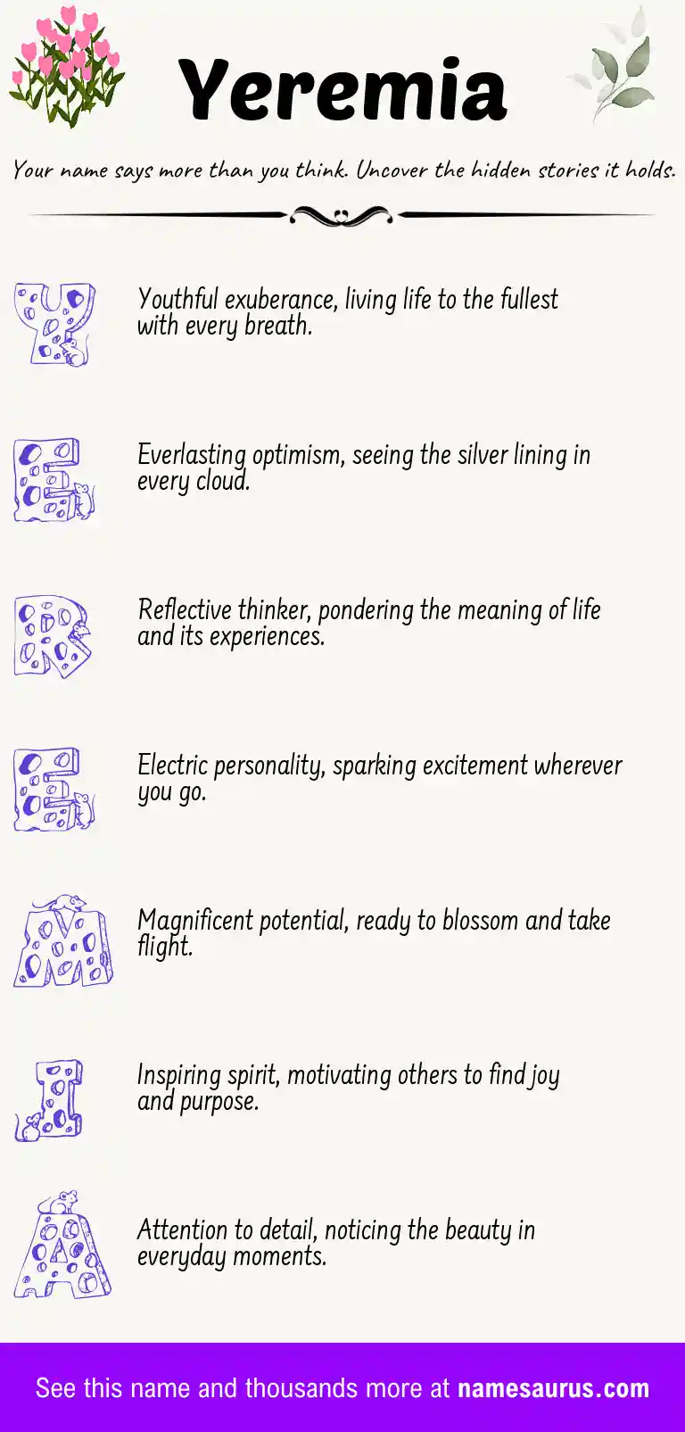 Acrostic poem about Yeremia.