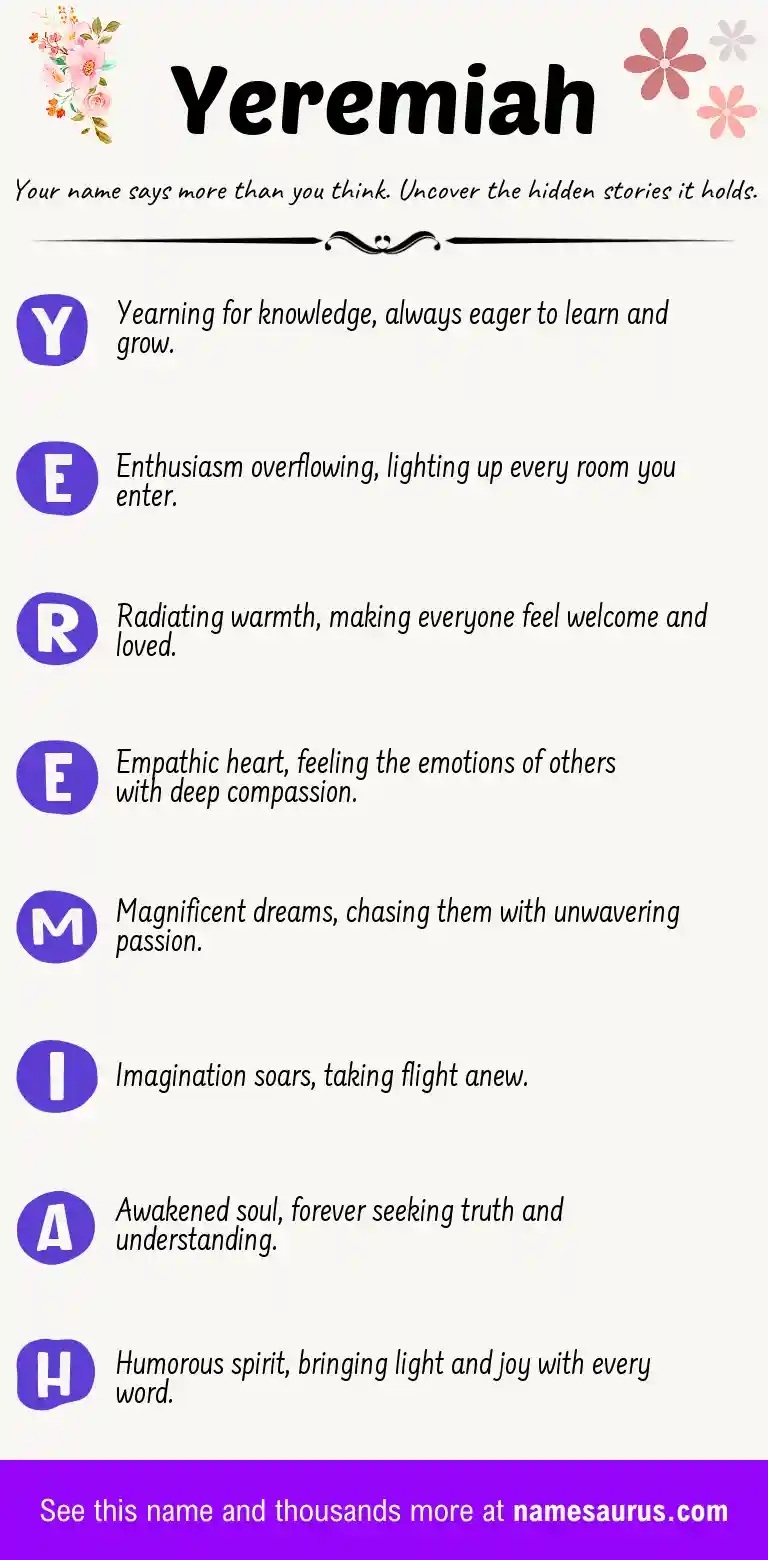 Acrostic poem about Yeremiah.