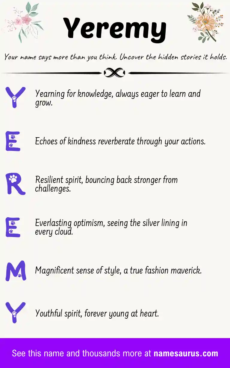 Acrostic poem about Yeremy.