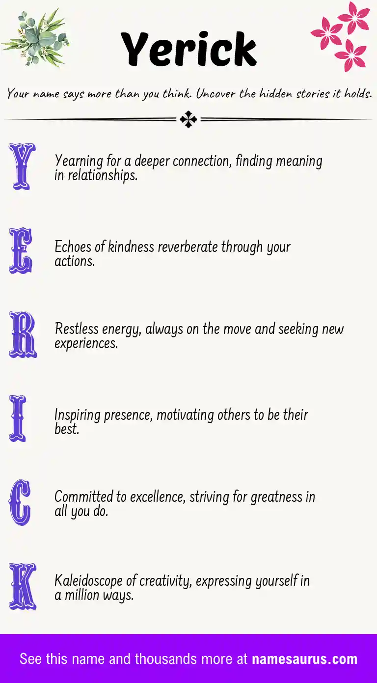 Acrostic poem about Yerick.