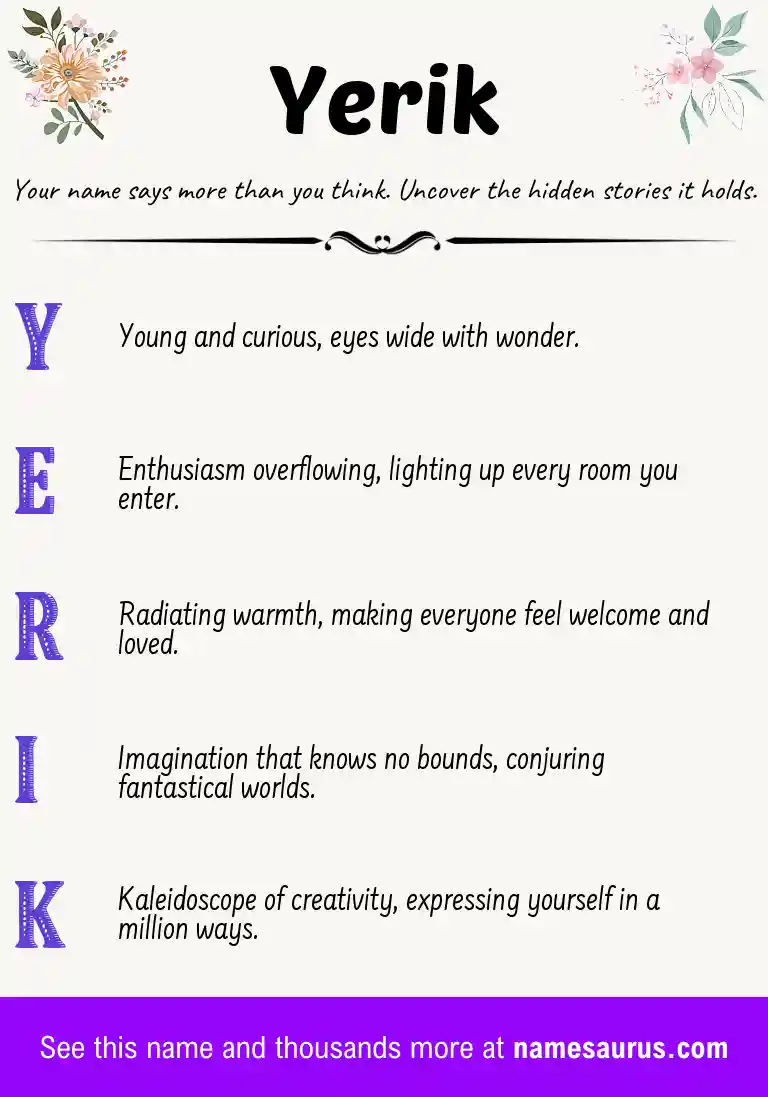 Acrostic poem about Yerik.