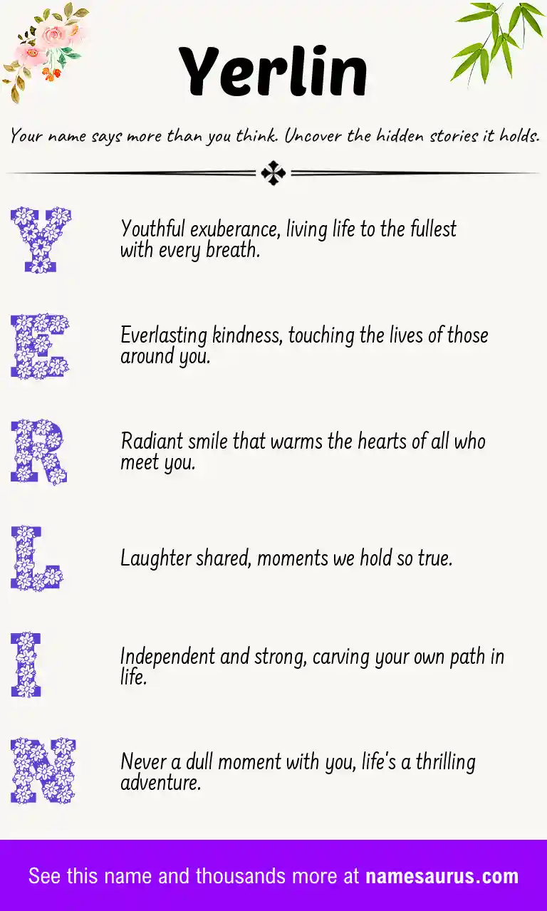 Acrostic poem about Yerlin.