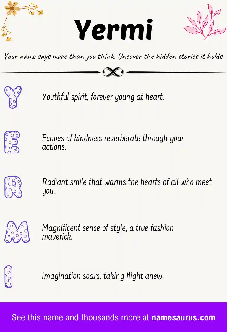 Acrostic poem about Yermi.