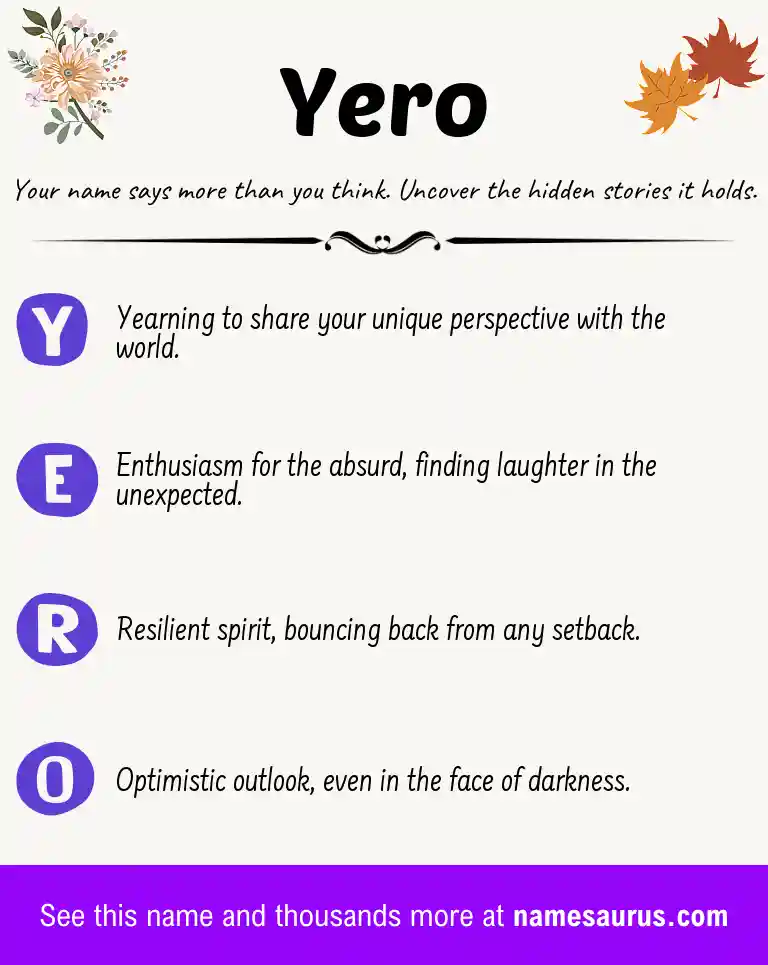 Acrostic poem about Yero.