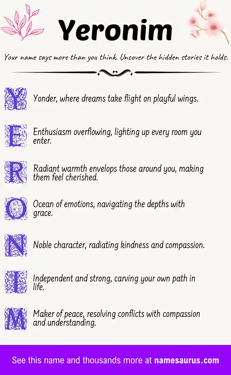 Acrostic poem about Yeronim.