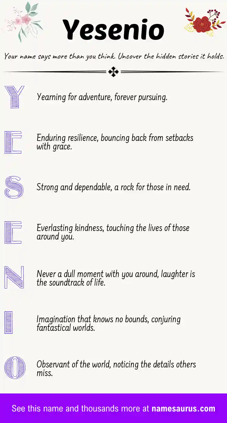 Acrostic poem about Yesenio.