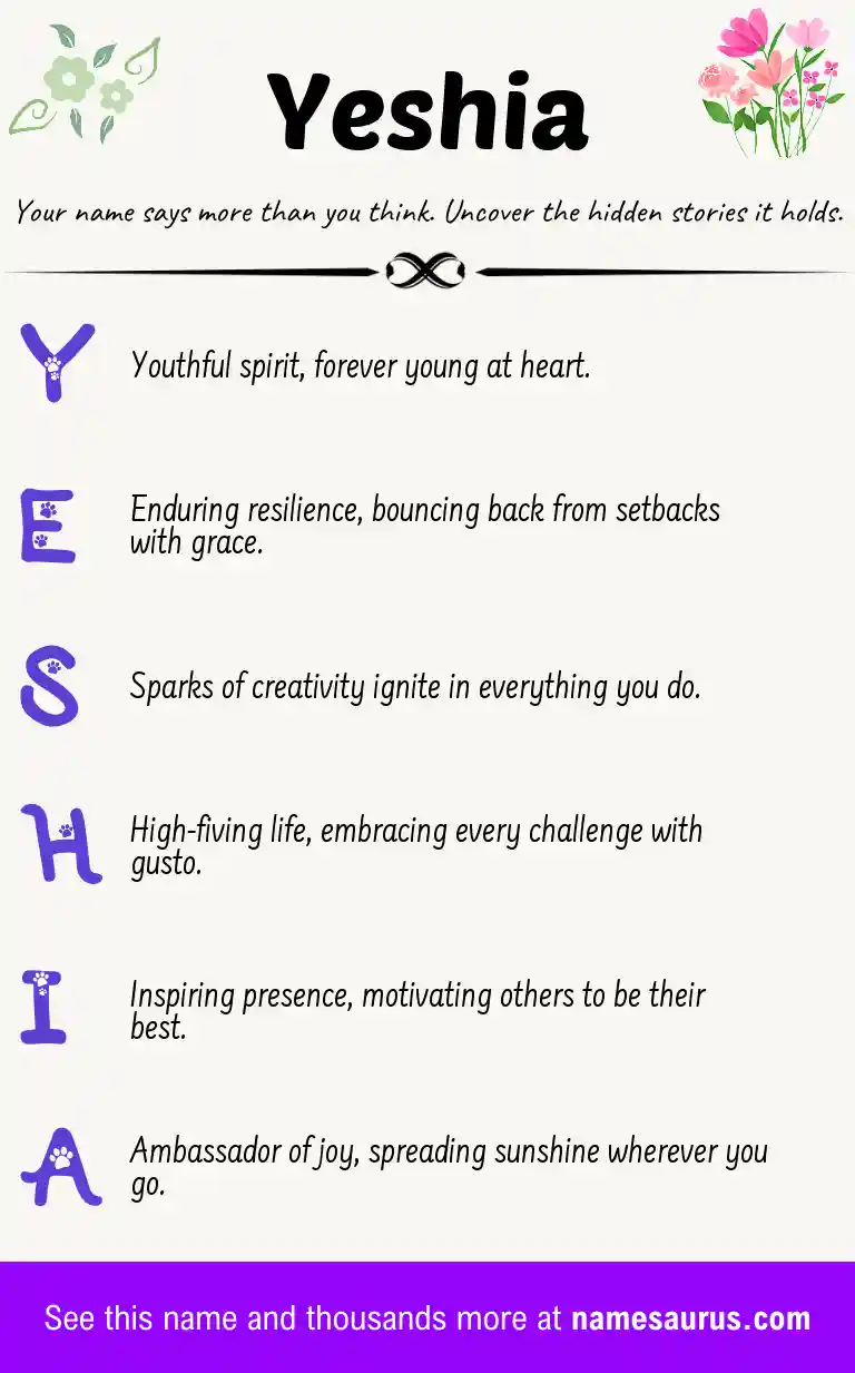 Acrostic poem about Yeshia.
