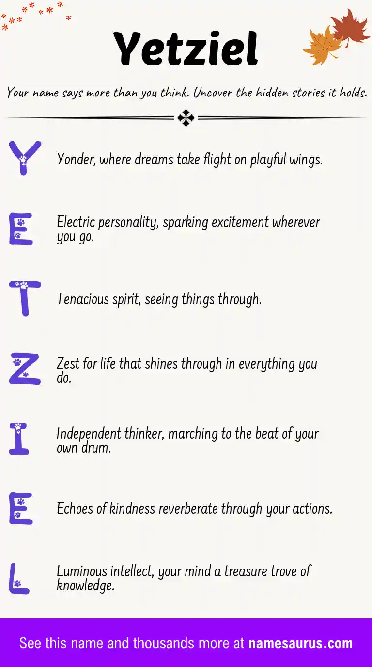 Acrostic poem about Yetziel.