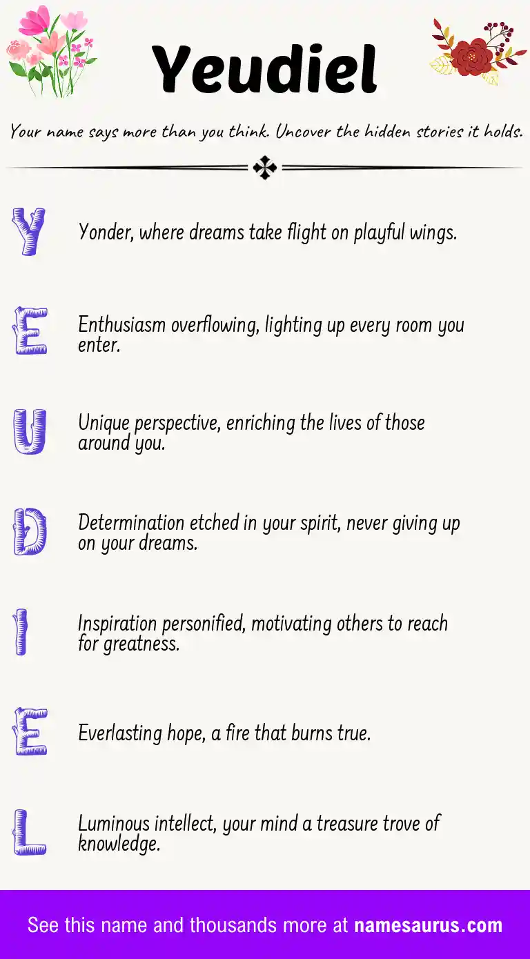 Acrostic poem about Yeudiel.