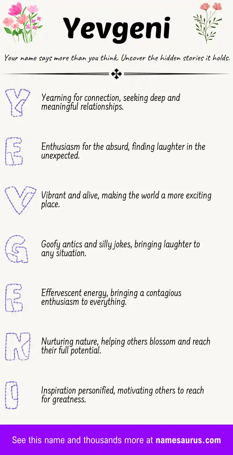 Acrostic poem about Yevgeni.
