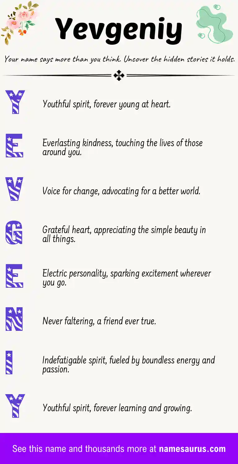 Acrostic poem about Yevgeniy.