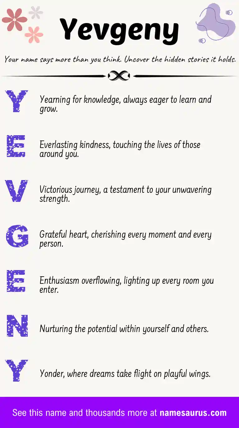 Acrostic poem about Yevgeny.
