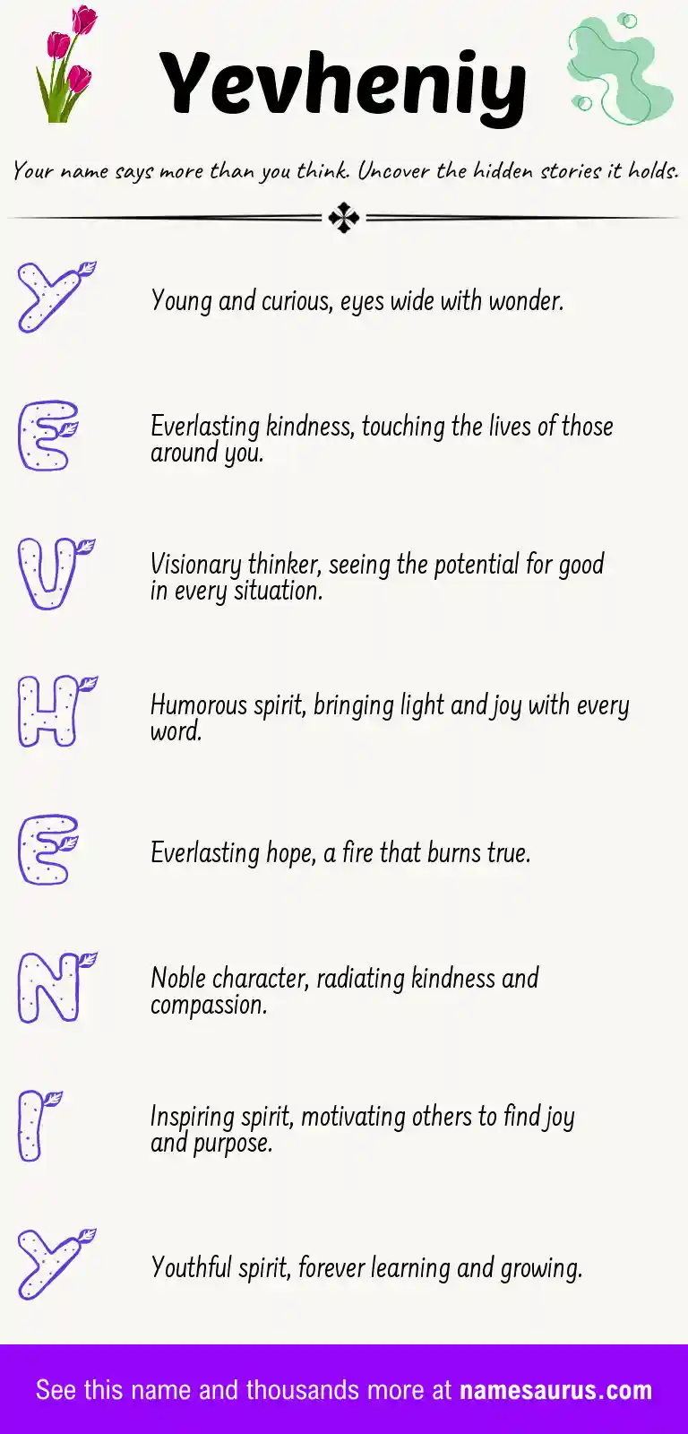 Acrostic poem about Yevheniy.