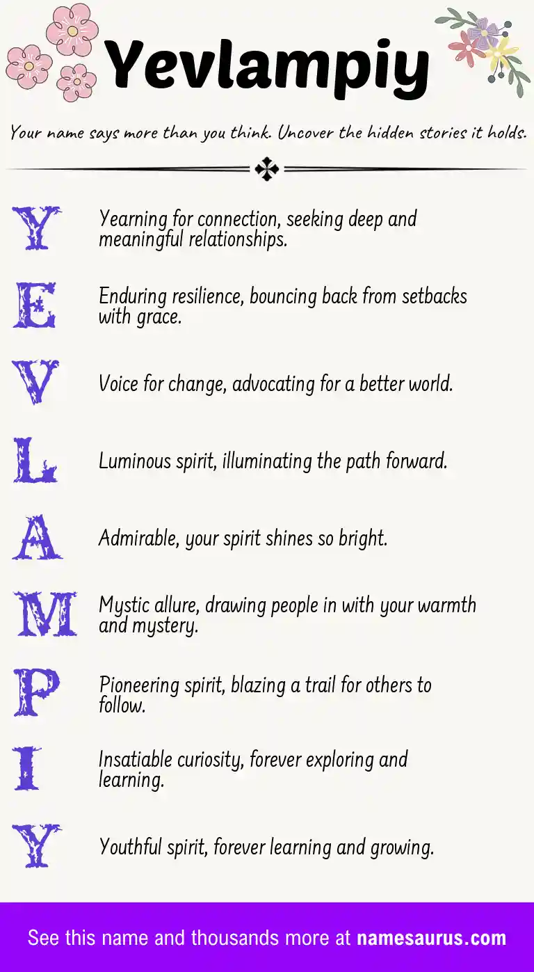 Acrostic poem about Yevlampiy.