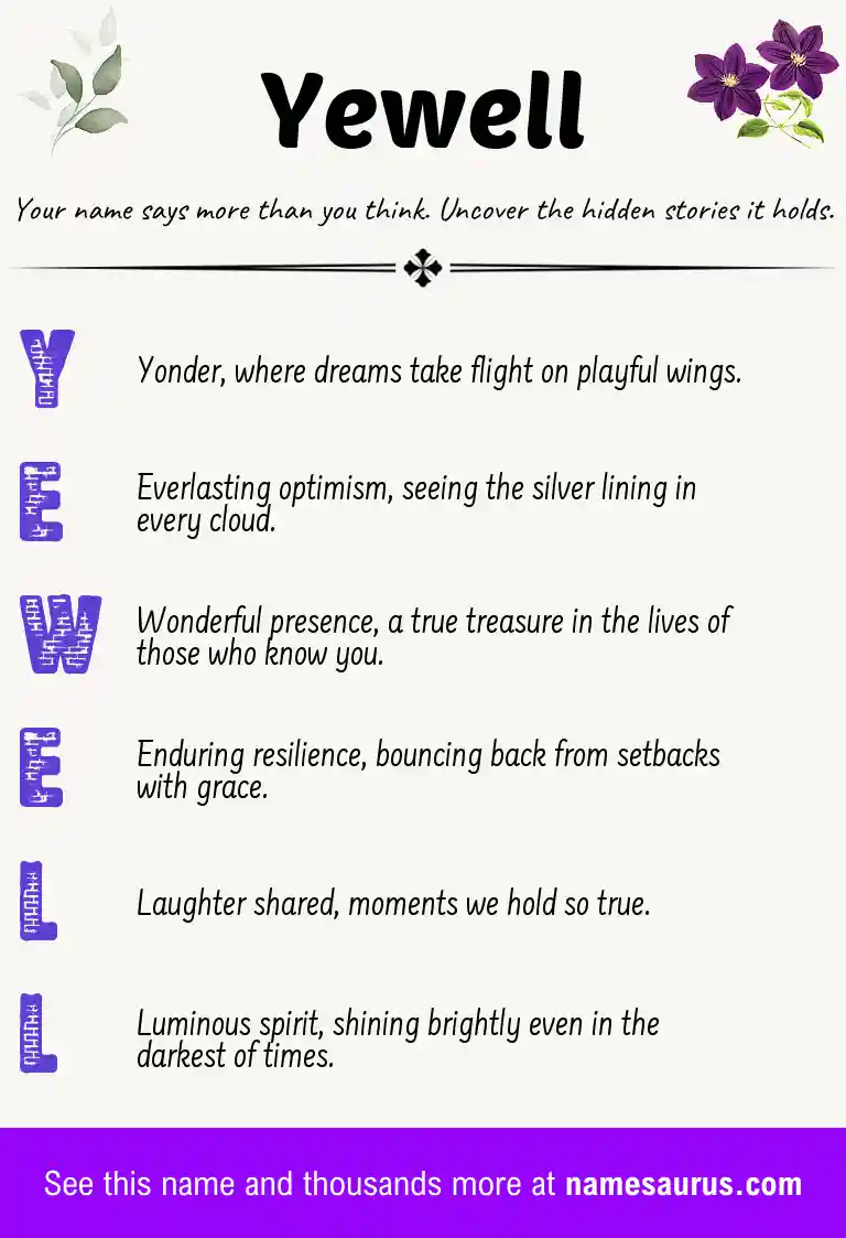 Acrostic poem about Yewell.