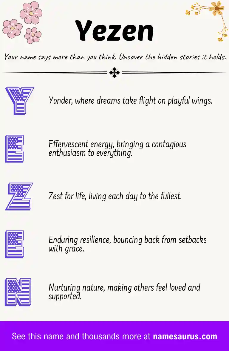 Acrostic poem about Yezen.