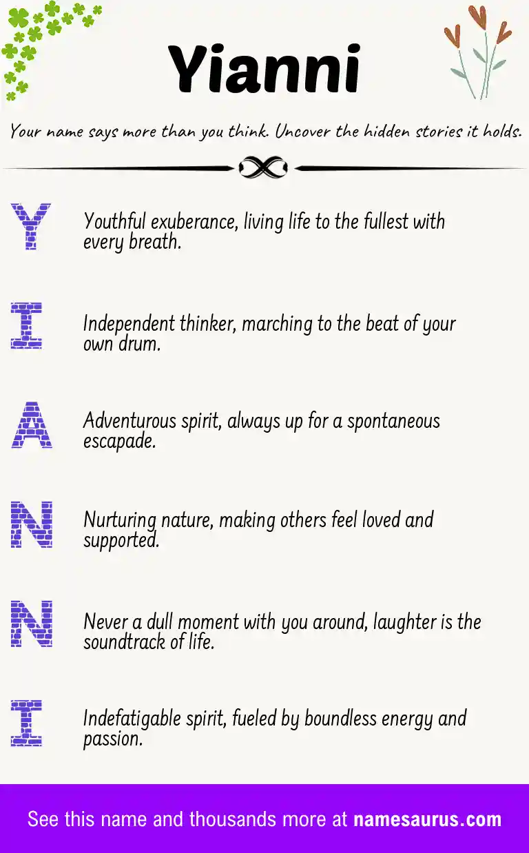 Acrostic poem about Yianni.