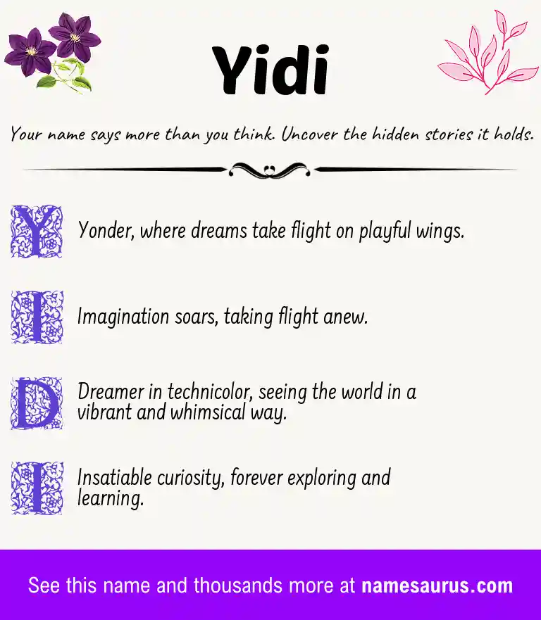 Acrostic poem about Yidi.