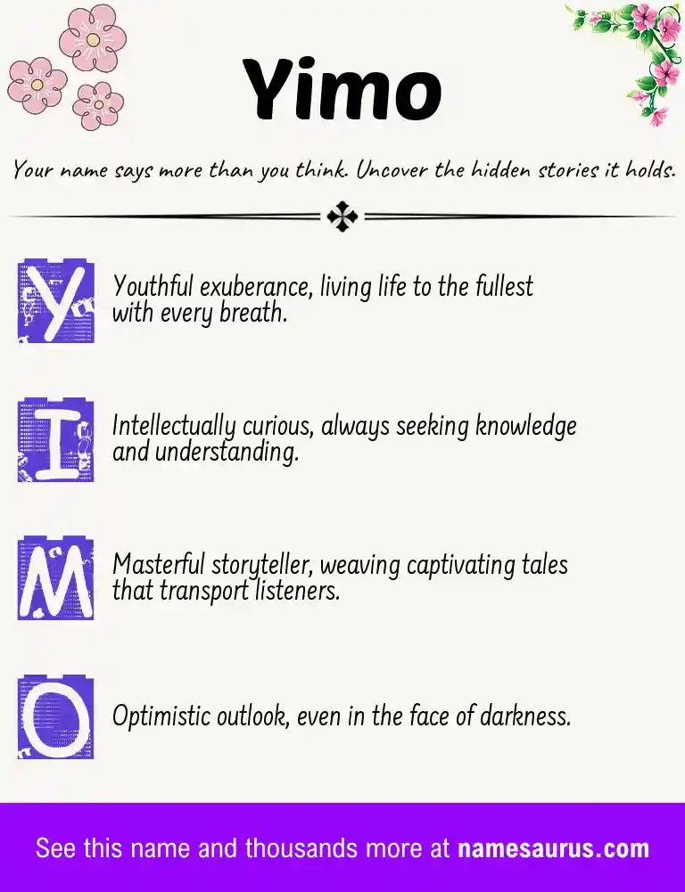 Acrostic poem about Yimo.