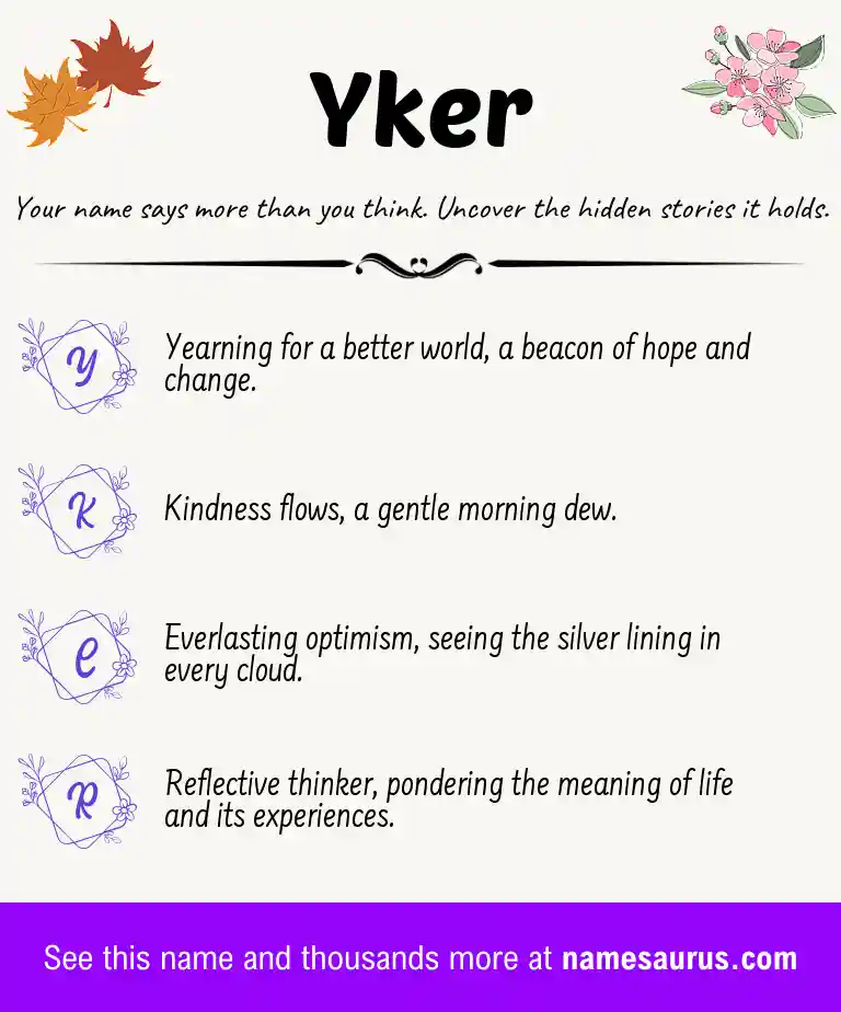 Acrostic poem about Yker.