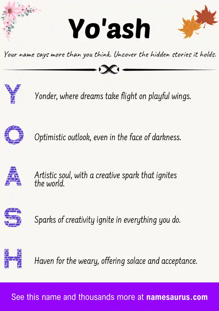 Acrostic poem about Yo'ash.