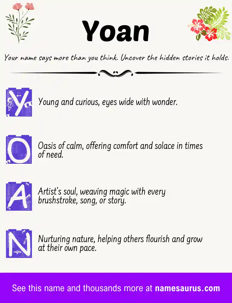 Acrostic poem about Yoan.