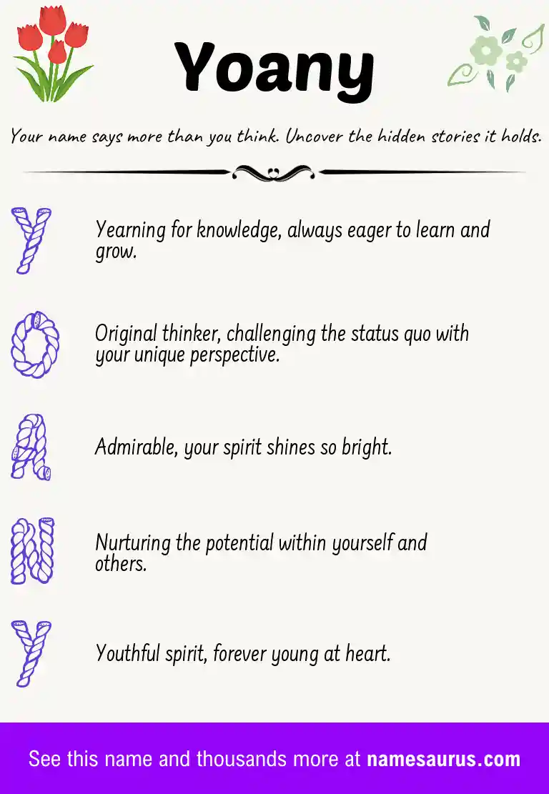 Acrostic poem about Yoany.