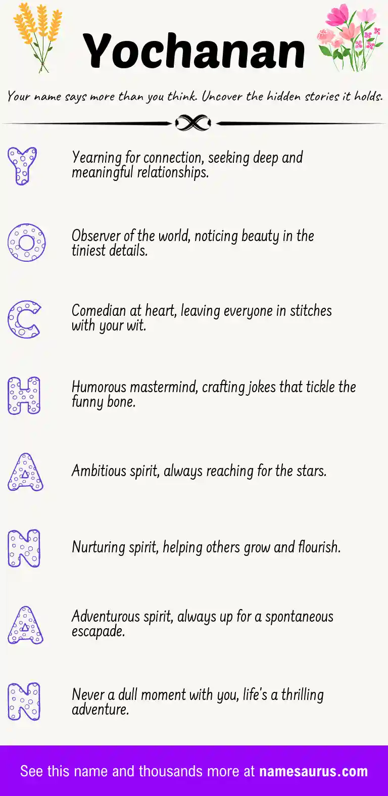 Acrostic poem about Yochanan.