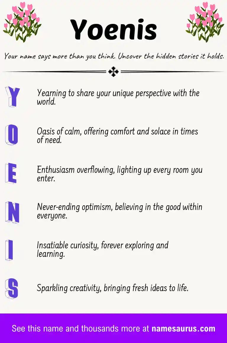 Acrostic poem about Yoenis.