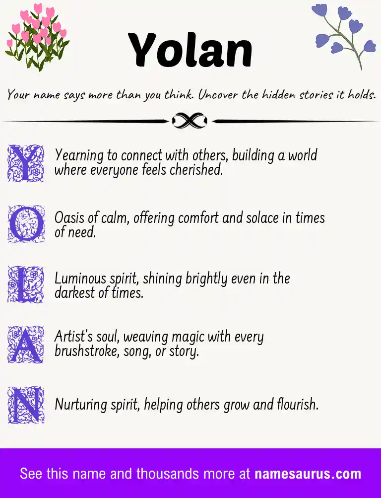 Acrostic poem about Yolan.
