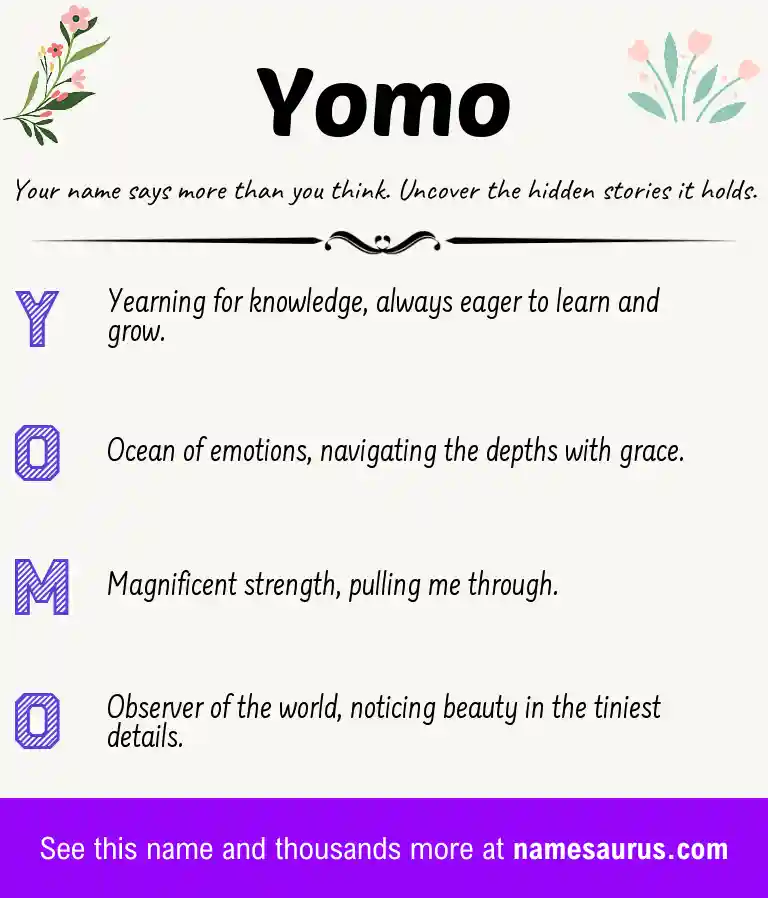 Acrostic poem about Yomo.