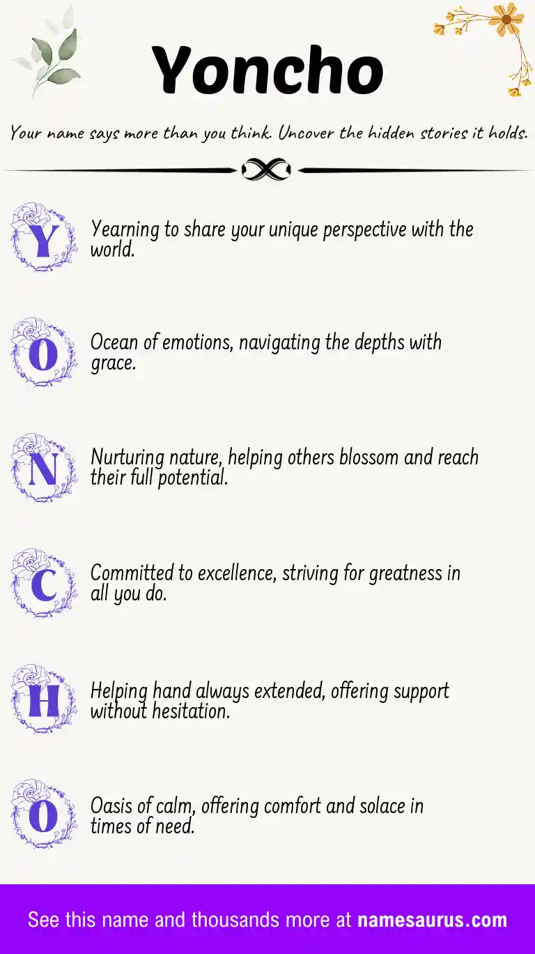 Acrostic poem about Yoncho.