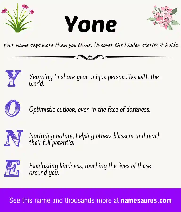 Acrostic poem about Yone.