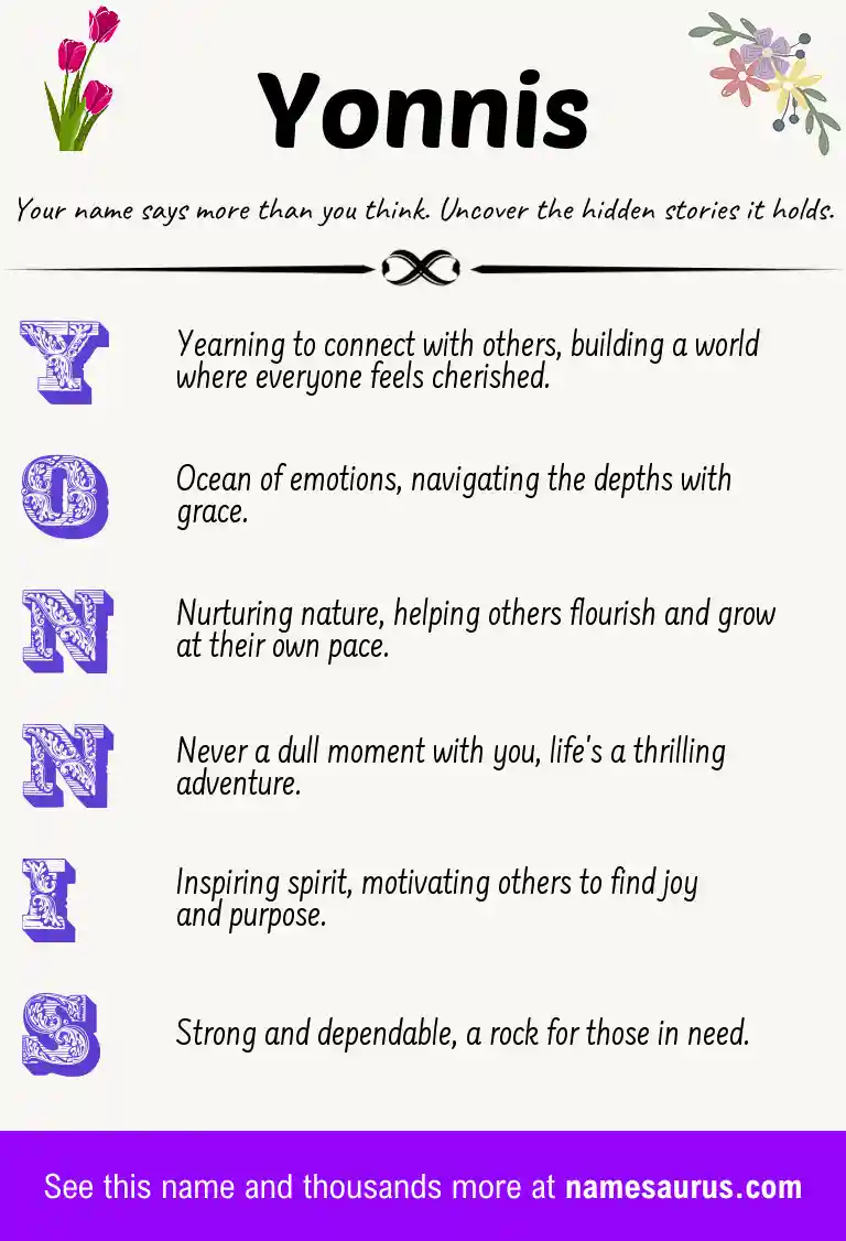 Acrostic poem about Yonnis.