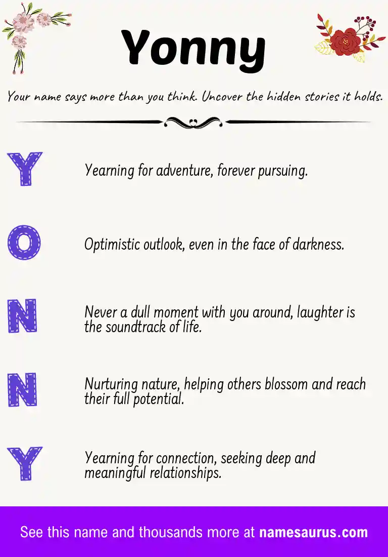 Acrostic poem about Yonny.
