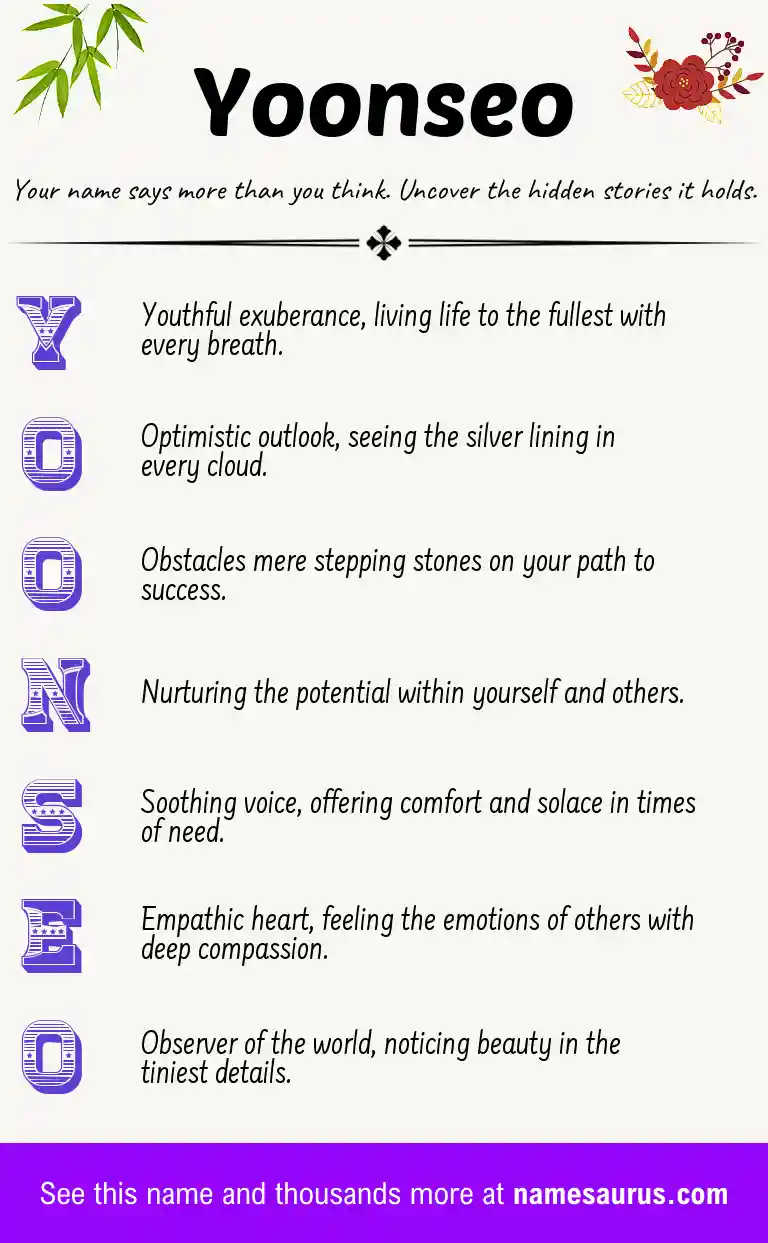 Acrostic poem about Yoonseo.
