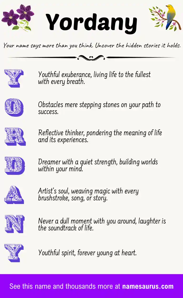 Acrostic poem about Yordany.