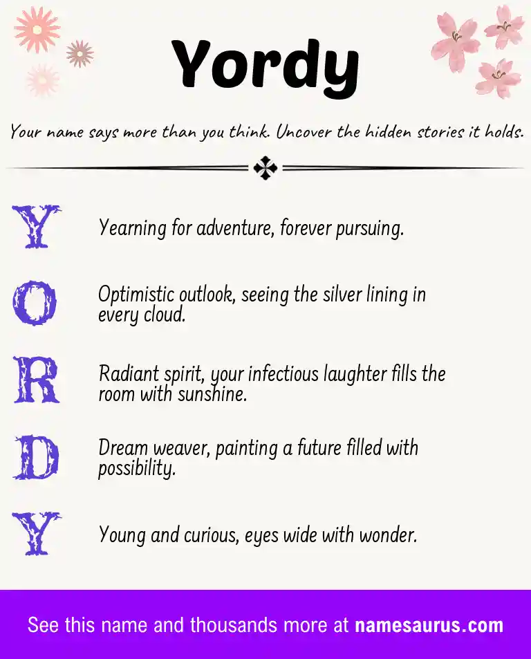 Acrostic poem about Yordy.