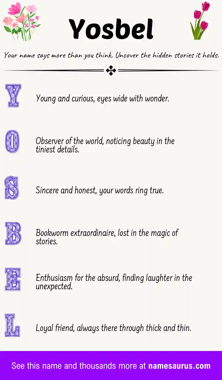 Acrostic poem about Yosbel.