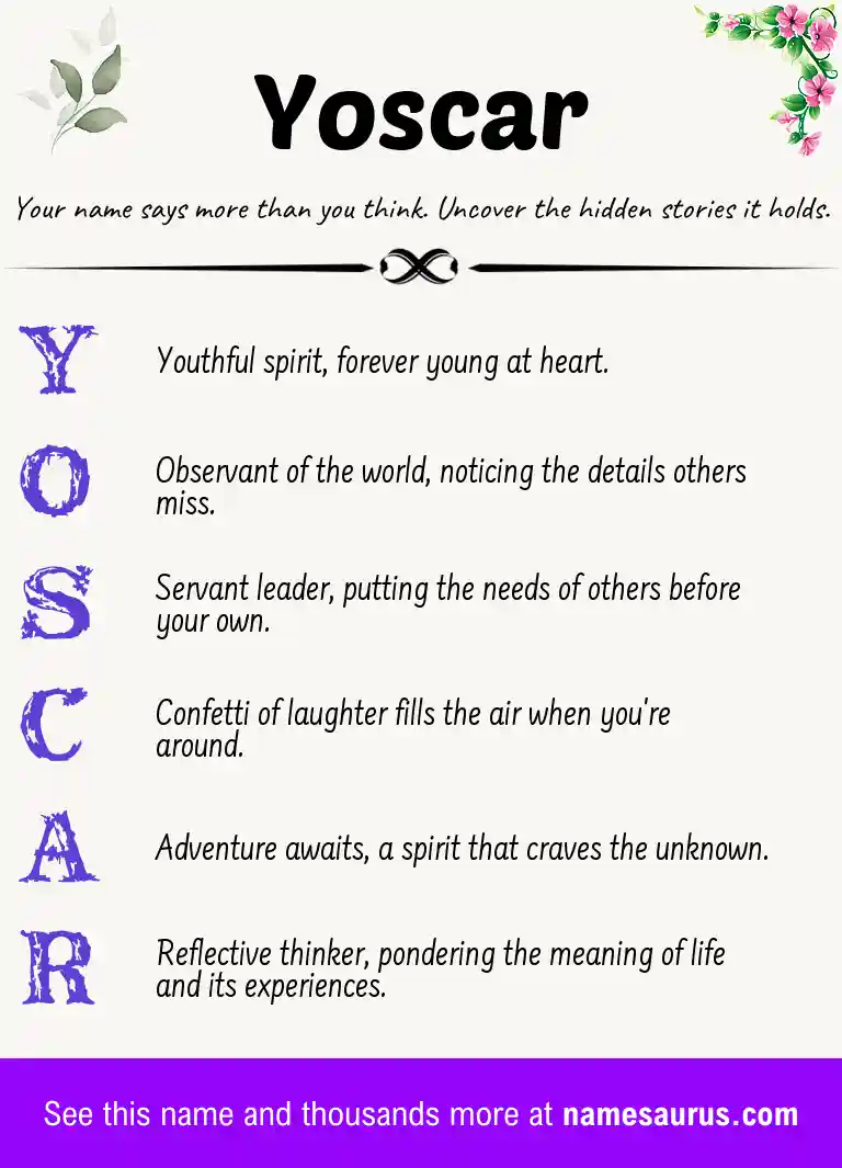Acrostic poem about Yoscar.