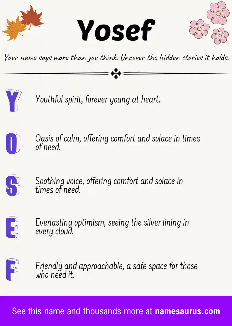 Acrostic poem about Yosef.