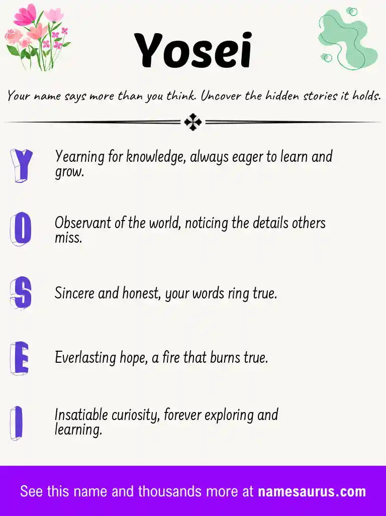 Acrostic poem about Yosei.