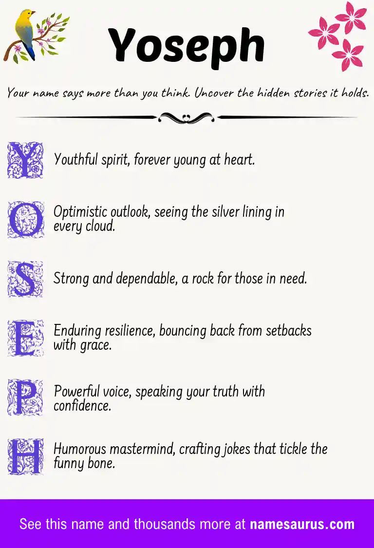 Acrostic poem about Yoseph.