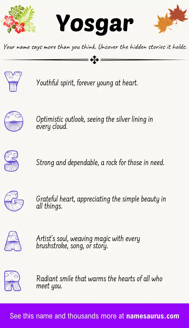 Acrostic poem about Yosgar.