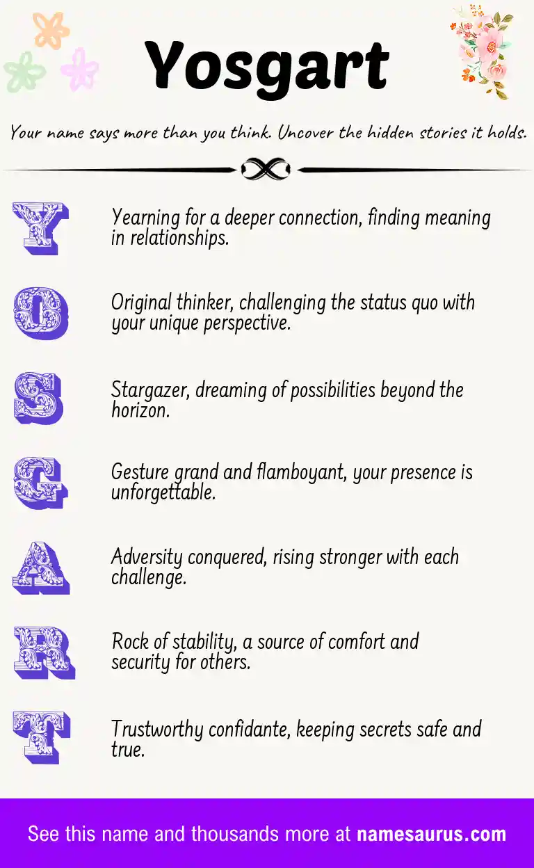 Acrostic poem about Yosgart.
