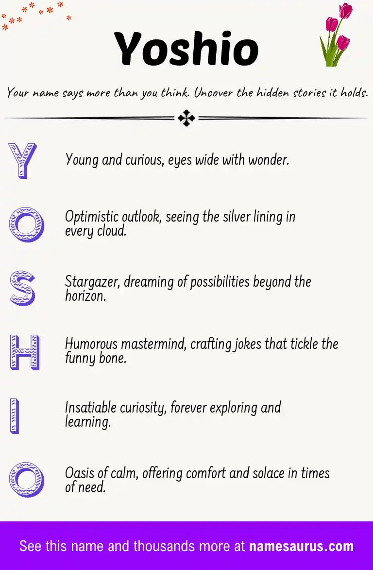 Acrostic poem about Yoshio.