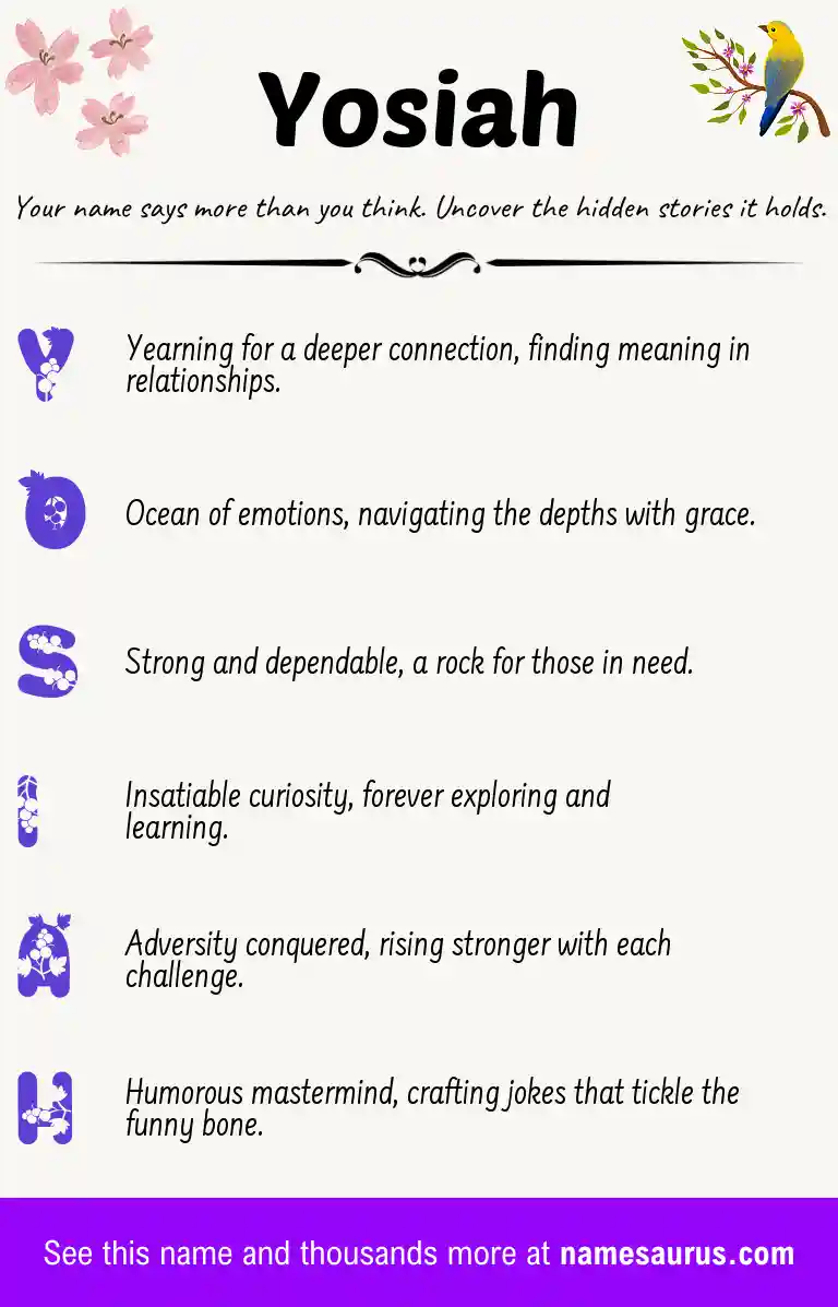 Acrostic poem about Yosiah.