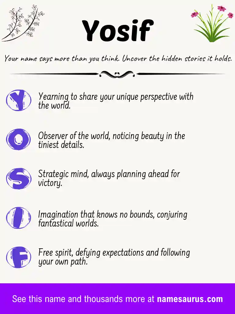 Acrostic poem about Yosif.